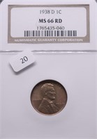 1938 D NGC MS66 RED LINCOLN CENT