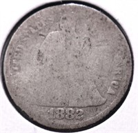 1882 SEATED DIME POOR