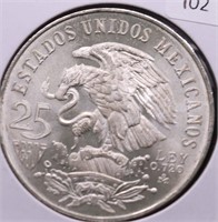 1968 MEXICO SILVER 25 PESOS GEM