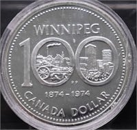 1974 CANADA SILVER DOLLAR GEM