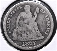 1877 SEATED  DIME VG