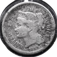 1866 3 CENT PIECE AG