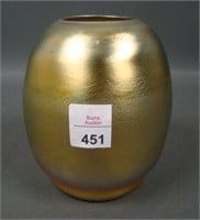 Signed Durand Egg Shape Gold Art Glass Vase