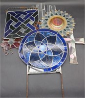 (O) Stained Glass Pieces. Staked, Wall, Chain