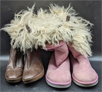 (O) UGG boots size W8, and NikeAir boots size 8