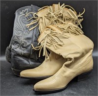 (O) Men's and women's leather cowboy boots. Men