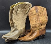 (O) Two pairs of leather cowboy boots, size 8C