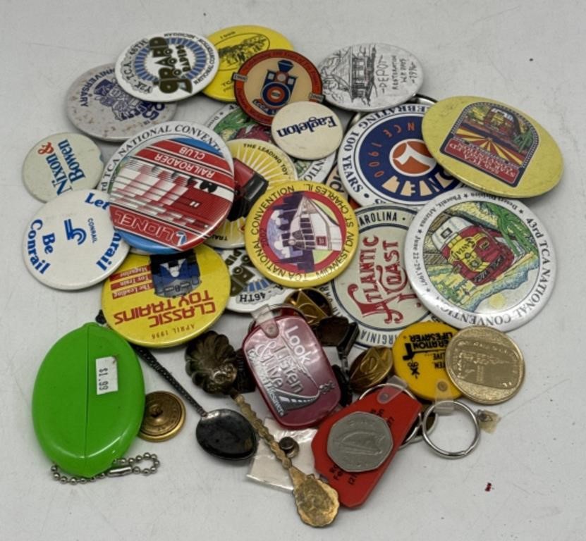 (W) Train Buttons, Coins & more