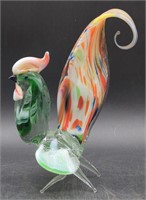 (L) Blown Glass Rooster. 9 inch