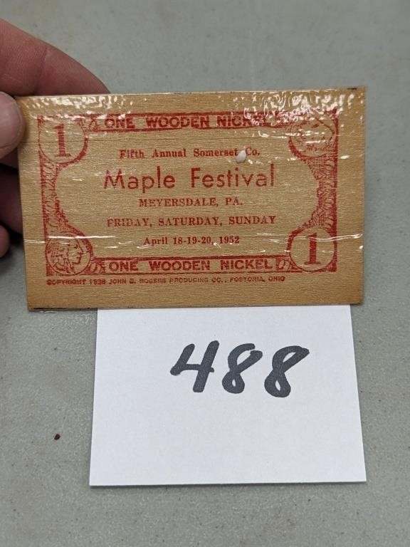 Meyersdale Maple Festival Wooden Nickel