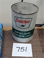Sinclair Opaline Metal Quart Oil Can - Full