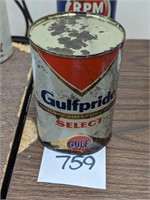 Gulf Gulfpride Select Metal Quart Oil Can - Full