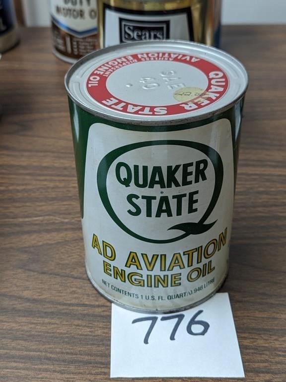 Quaker State Aviation Oil Metal Quart Can - Full