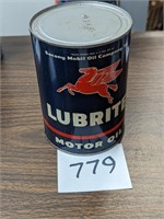 Socony Lubrite Metal Quart Oil Can - Full