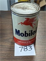 Mobiloil Metal Quart Oil Can - Full