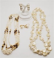 (H) Cultured and Faux Pearl Necklaces (30" long)