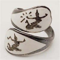 (H) Sterling Silver Siam White Enamel Ring (size