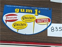 Vintage 1 Cent Gum Vending Machine Sign - 6 x 9.5