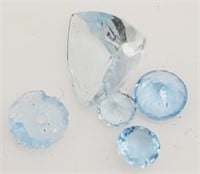 (LB) Aquamarine Gemstones - Round and  Trillion