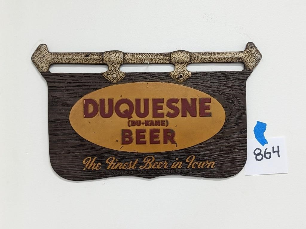 Vintage Duquesne Beer Sign - 9" x 16"