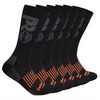 Timberland PRO Men's 6-Pack Crew Socks, Black,