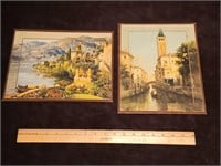 2 Beautiful Antique Metal Framed Pictures.
