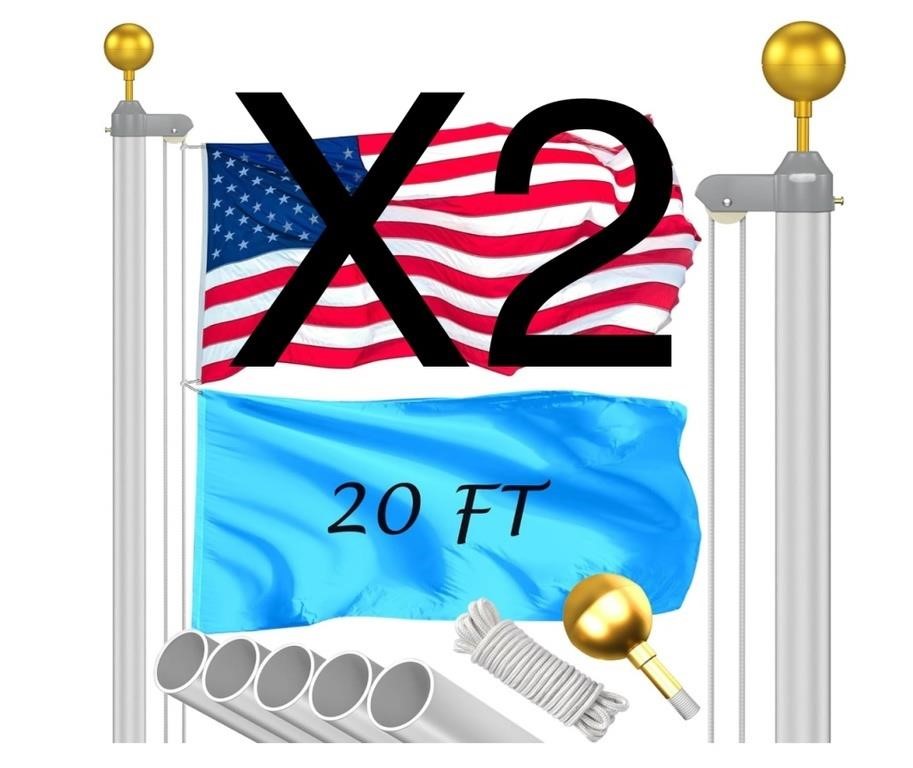 1 LOT (2 FLAGPOLES PER LOT) Wphold 20FT Flag Pole