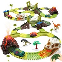 HOLYFUN Dinosaur Race Car Tracks, Toy Train Set Tr