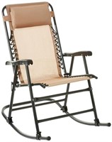 Basics Outdoor Patio Folding Rocking Chair, Beige