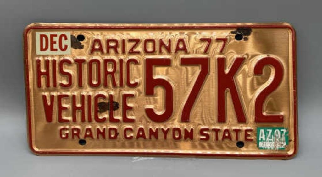 1977 Arizona Historic Vehicle License Plate