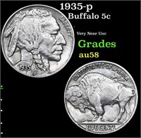 1935-p Buffalo Nickel 5c Grades Choice AU/BU Slide