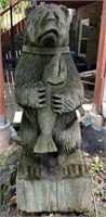 Handcrafted Carved Wood Bear Statue
