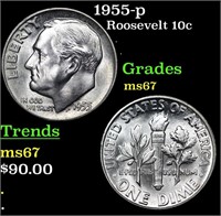 1955-p Roosevelt Dime 10c Grades GEM++ Unc