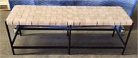 Woven Leather Bench w/Metal Legs