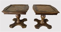 Pair of Thomasville Burl-Look Side Tables