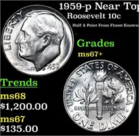1959-p Roosevelt Dime Near Top Pop! 10c Graded ms6