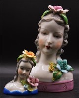 Pair of Occupied Japan Porcelain Lady's Busts