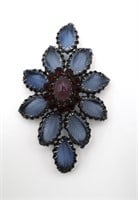 Vintage Unsigned Blue / Purple Stone Brooch