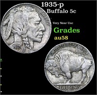 1935-p Buffalo Nickel 5c Grades Choice AU/BU Slide