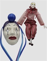 Vntg Deco Style Porcelain Doll & Mask