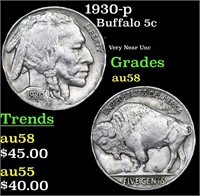 1930-p Buffalo Nickel 5c Grades Choice AU/BU Slide