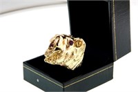 14kt Gold Custom Lion ring with Rubies