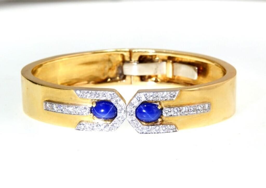 18kt Gold Star Sapphire & diamonds bracelet