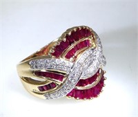 18kt white gold channel set Ruby & diamond ring