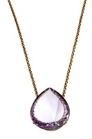 Very large faceted pear shape Amethyst pendant