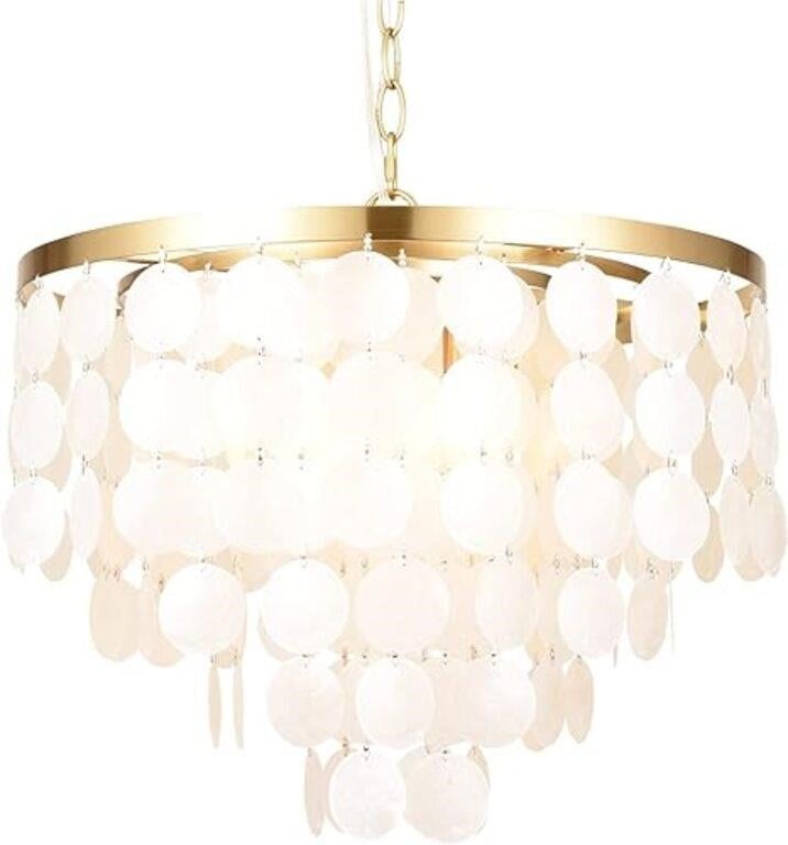 ALICE HOUSE 18.2" White Shell Chandeliers, Brushed
