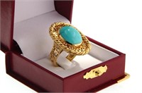 Italian 14kt Gold & turquoise ring