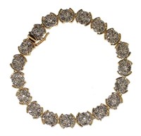 10kt Gold 6.50 ct Diamond Cluster Bracelet