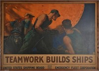 Industrial Revolution Teamwork builds ships Poster