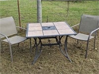 Tile Top Patio Table & Two Chairs